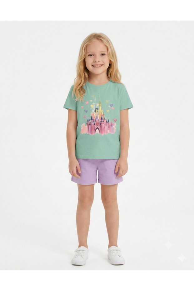 Girls' Wonderland Printed Short Sleeve T-Shirt - Shorts Set