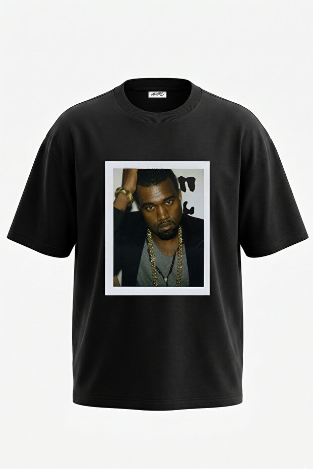 Kanye West_47 Design Printed Unisex Oversize Black Tshirt