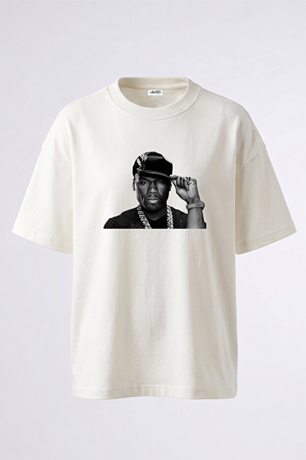 50 Cent_16 Design Printed Unisex Oversize White Tshirt