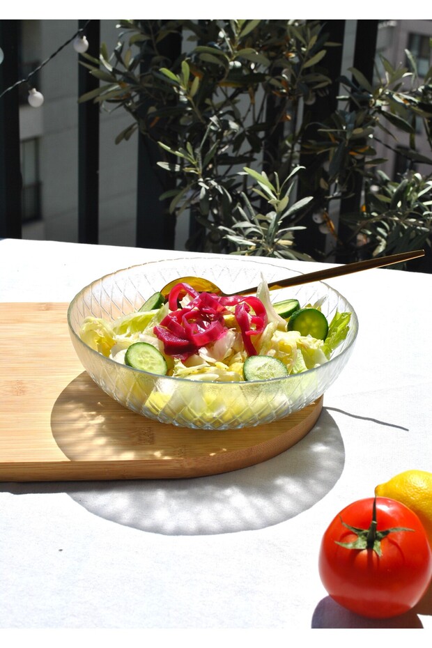 1 Piece Glass Transparent 20 cm Salad Bowl Medium Size Salad Plate Bowl 20 cm