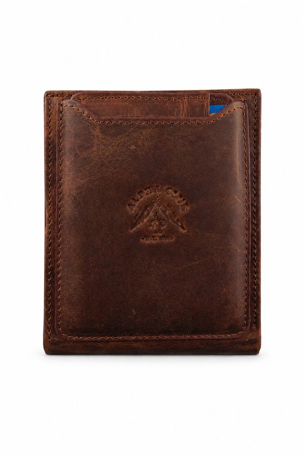 Genuine Leather Crazy Tan Men's Wallet with Removable Card Holder
