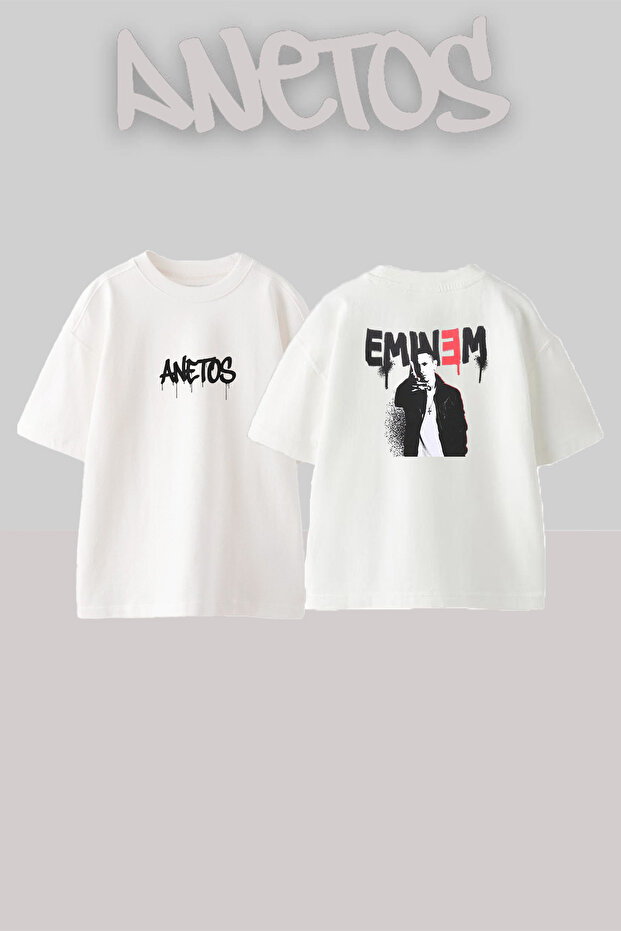 Eminem_26 Design Printed Unisex Oversize Fit White Tshirt
