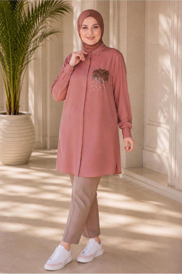 تونيك بأزرار مطرزة PUL 20145