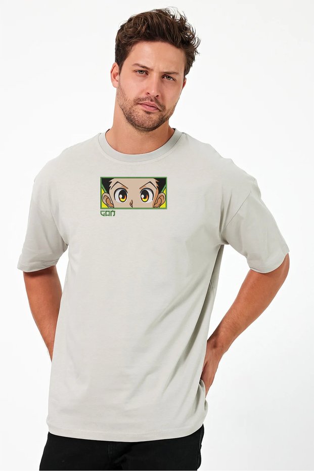 Unisex Oversize Embroidered Hunter X Hunter Gon Anime Design 100% Cotton T-Shirt
