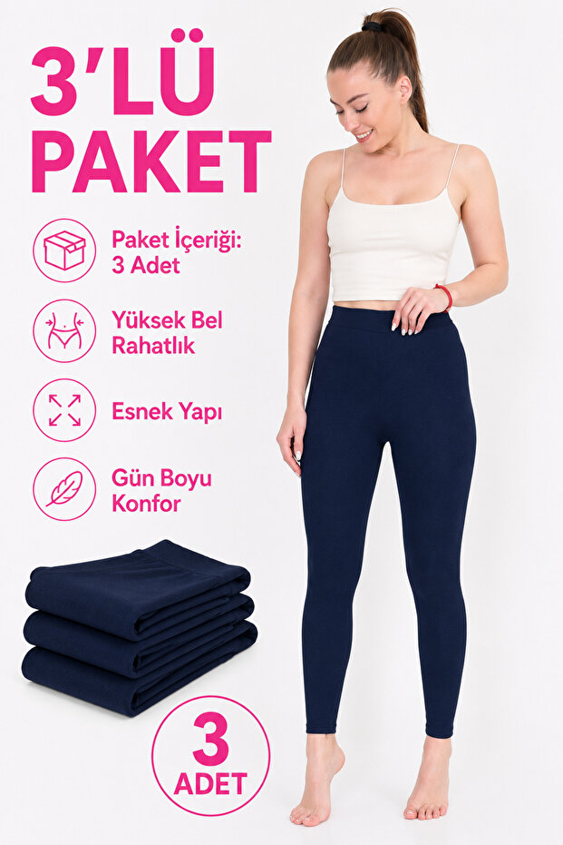 | Women's Soft Winter Thermal Tights 3-Piece Super Pack Navy Blue (3 Pcs)