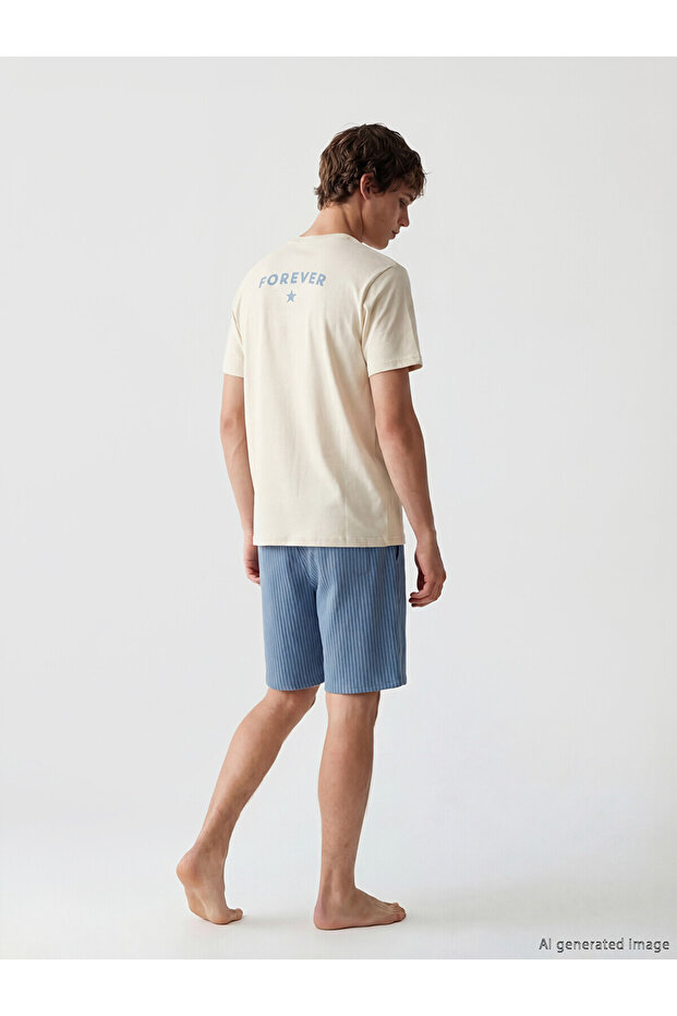 Blue Standard Fit Men's Shorts Pajama Set