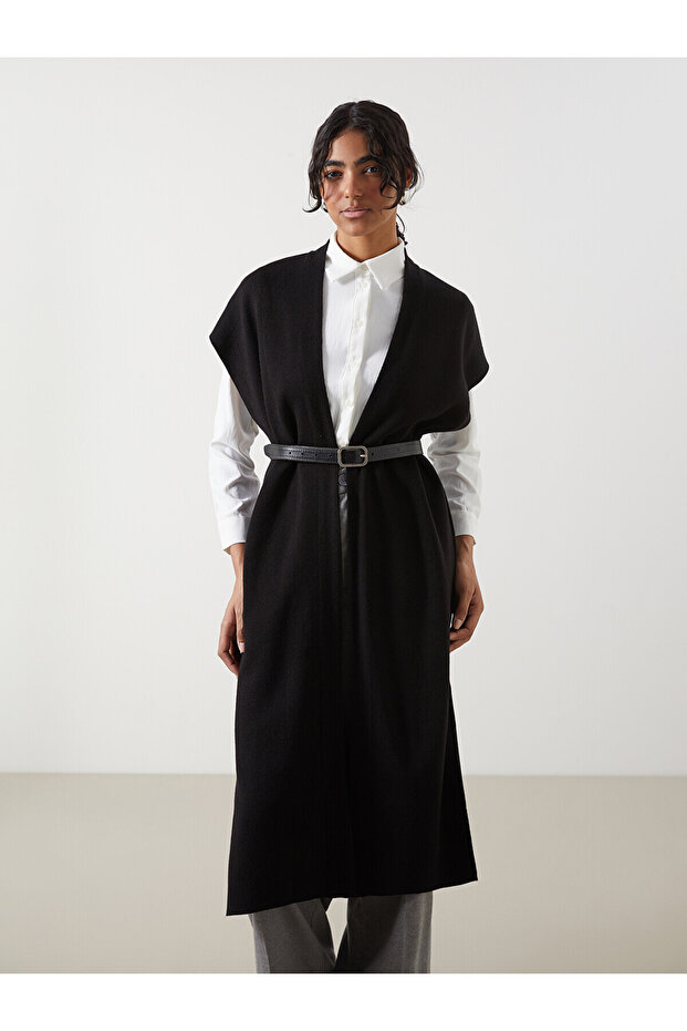 Lcw Modest Shawl Collar Oversize Women's Knitwear Vest (S5)