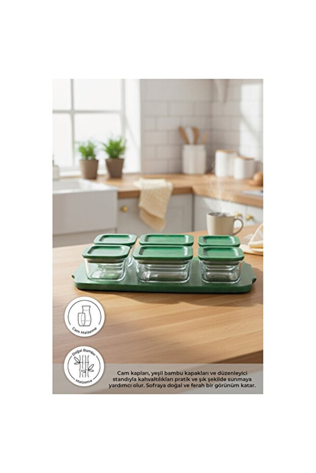 13-Piece Glass Breakfast Set, Stylish and Durable in Green Color