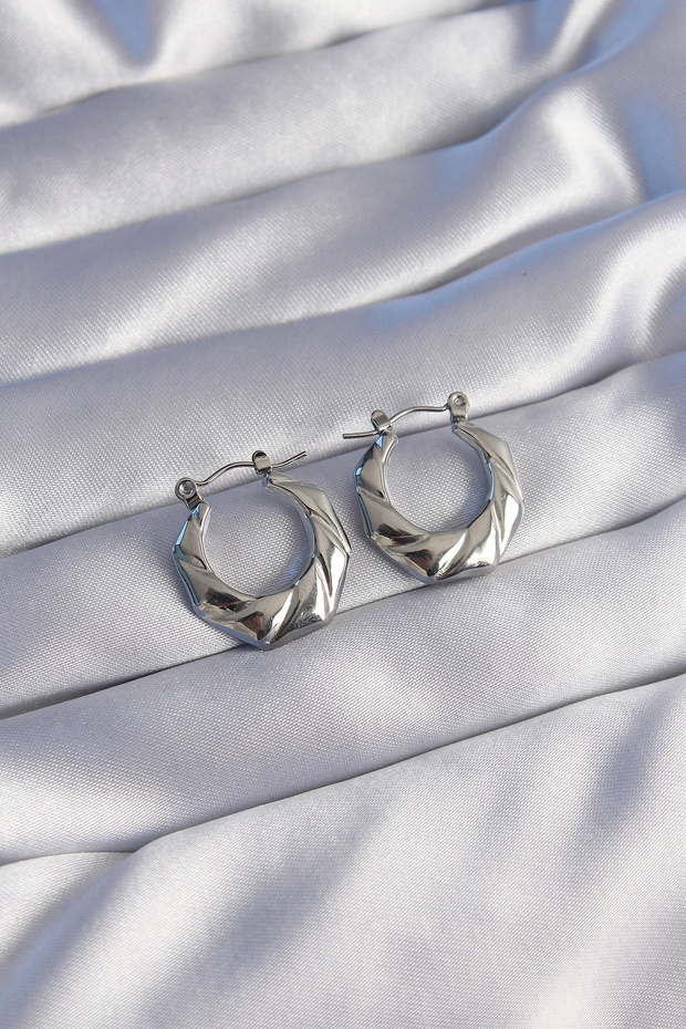 316L Steel Silver Color Twisted Appearance Geometric Model Earrings