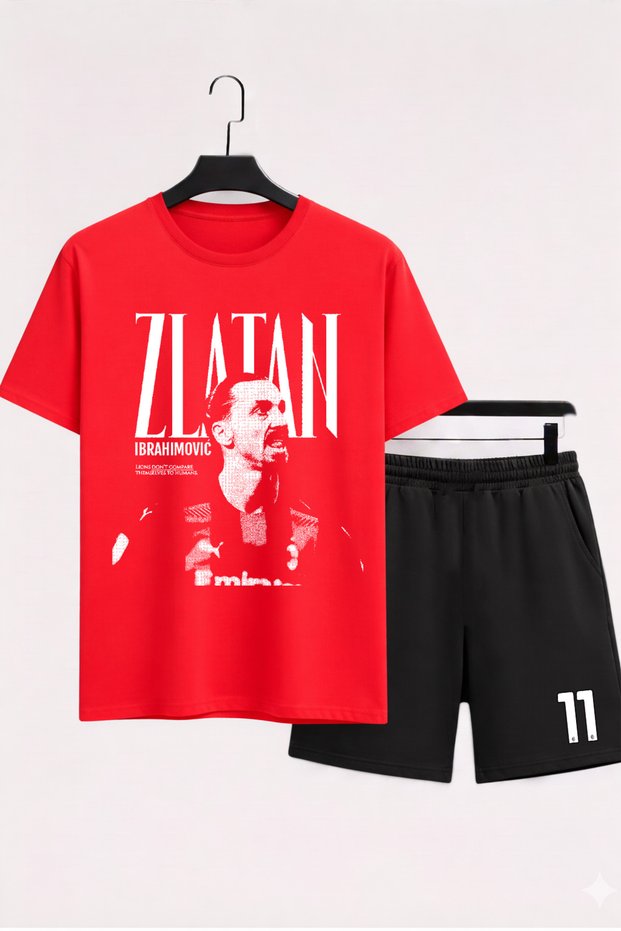 Zlatan Ibrahimovic Printed 100% Cotton Crewneck Children's T-Shirt-Shorts Two-Piece Set