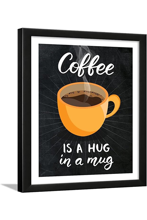20x30 cm A4 Acrylic Frame Wall Art | Coffee Is A Hug In A Mug Quote | Orange Coffee Cup Kitchen Wall Decor | Ready to Hang