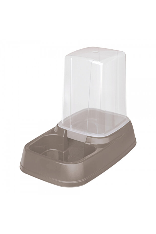“Eat & Drink” 2-in-1 Gravity Pet Food & Water Dispenser, 8L Extra Large Capacity – Manual Non-Electronic Feeder for Dogs & Cats (Grey, 44 × 25.5 × 36 cm)