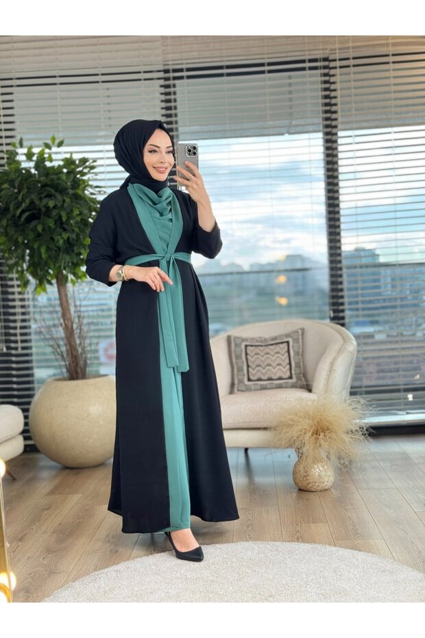 3902 طقم عباءة داخلية من قطعتين باللون الأسود من تشاغلا