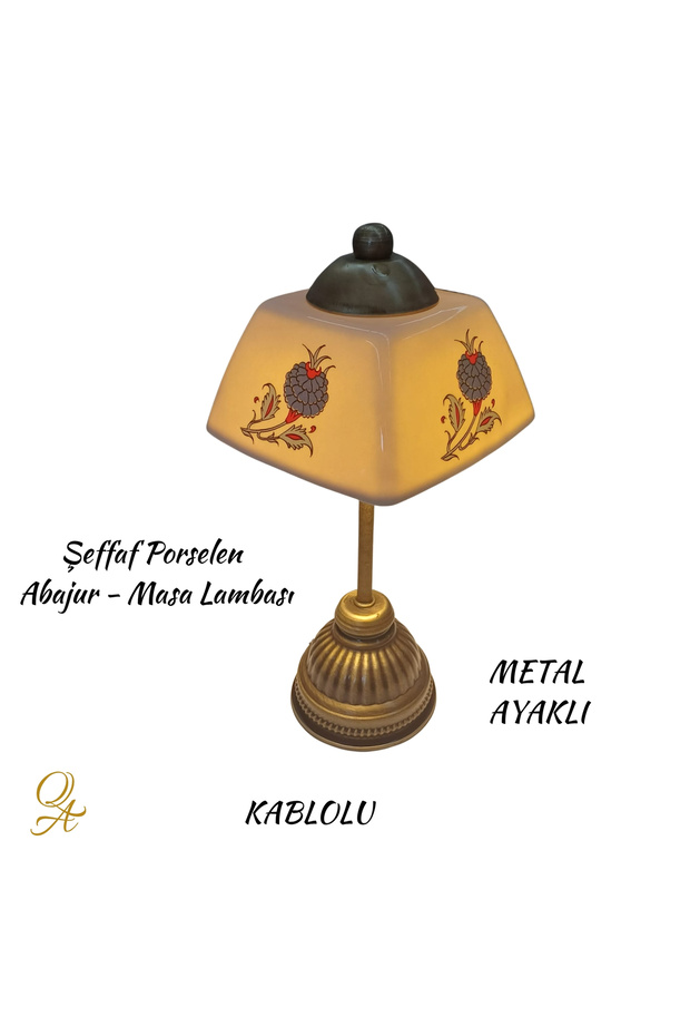 Lampshade-Table and Night Light-Cable-Connected-Decorative-Handmade-With Transparent Porcelain Hat