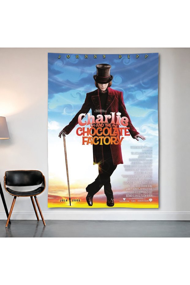 Charlie and the Chocolate Factory Wall Covering Wall Tapestry First Quality Satin Fabric Poster