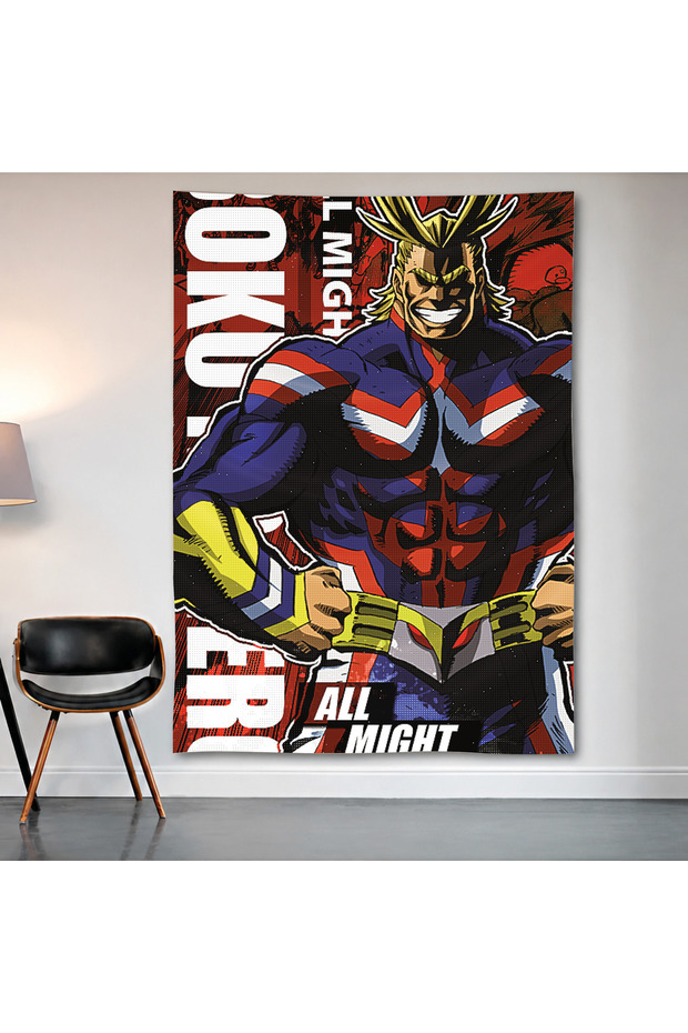 All Might My Hero Academia Wall Covering Wall Tapestry First Quality Satin Fabric Poster