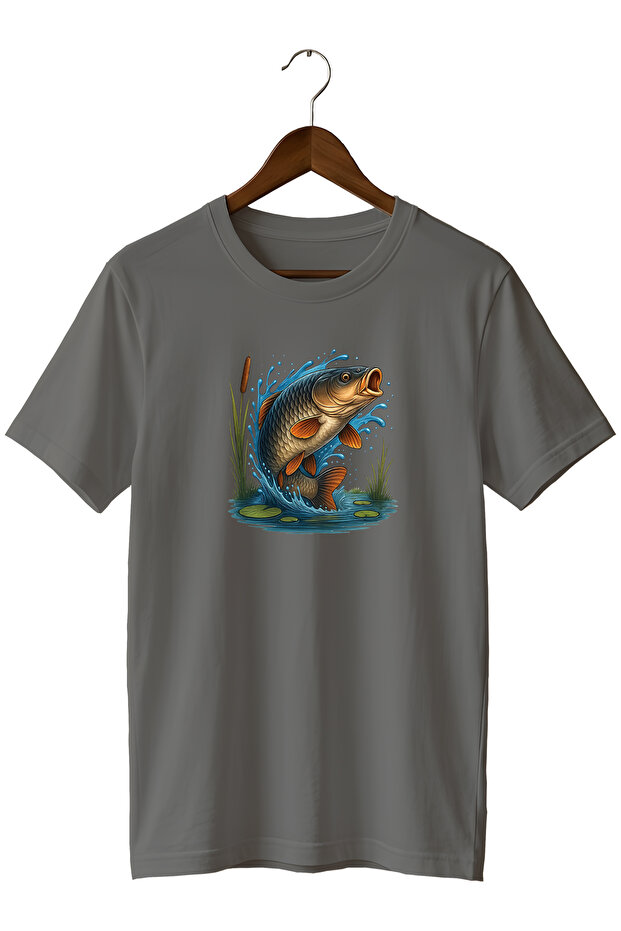 Fishing T-Shirt Carp Printed Nature Themed Outdoor Tshirt 100% Cotton