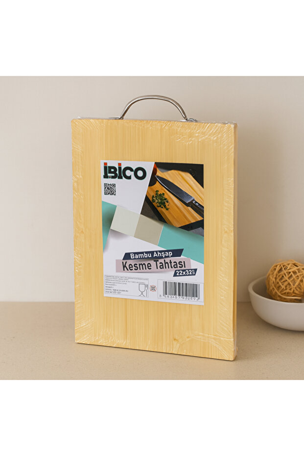 Bamboo Wood Cutting Board 22X32X1.7 cm (with Metal Handle)