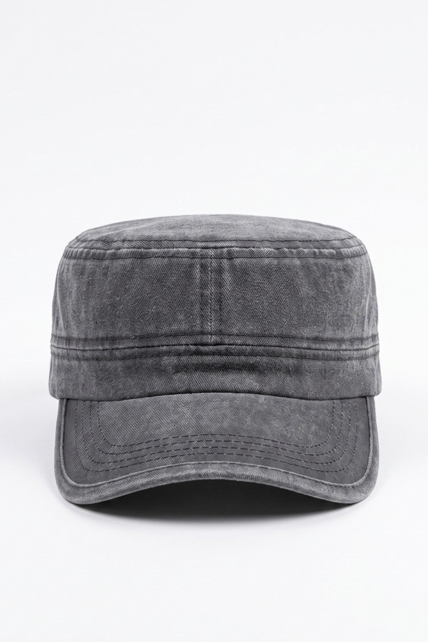 Premium Military Washed Castro Hat | Black Unisex Vintage Kep Model