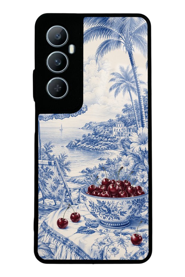 Realme C65 Blue Porcelain Cherry Coast Design Glossy Phone Case