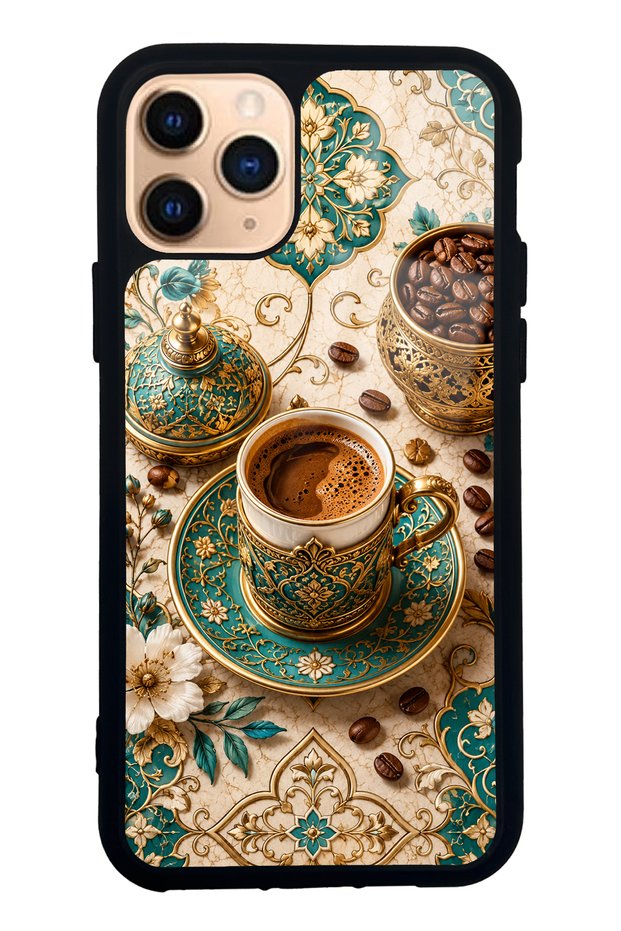 iPhone 11 Pro Turquoise Ottoman Coffee Design Glossy Phone Case