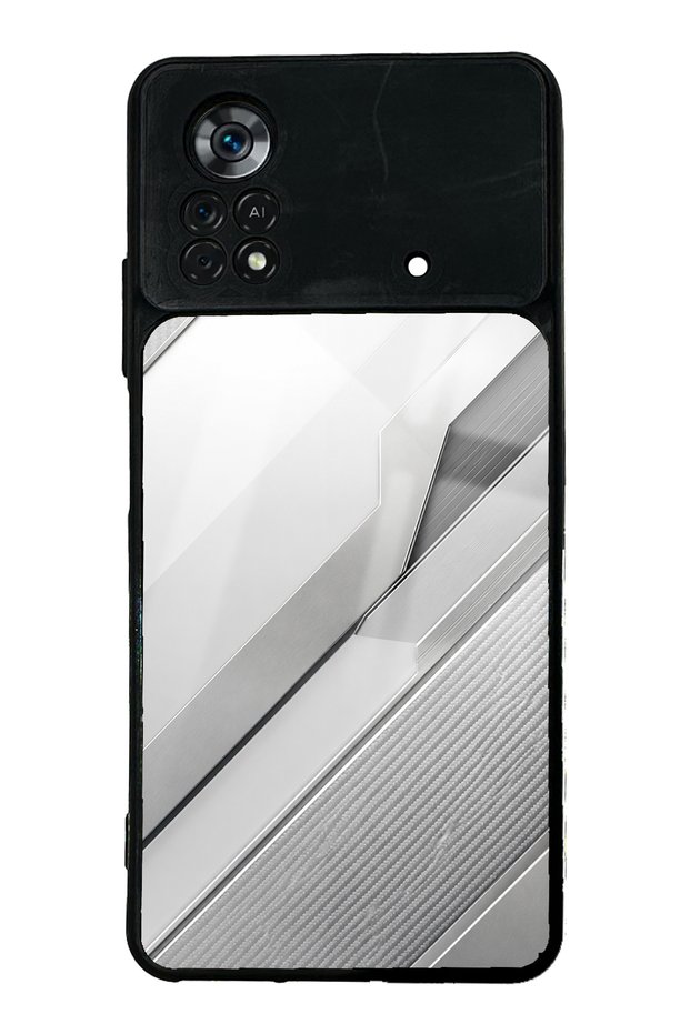 Xiaomi Poco X4 Pro Silver Titanium Edge Design Glossy Phone Case
