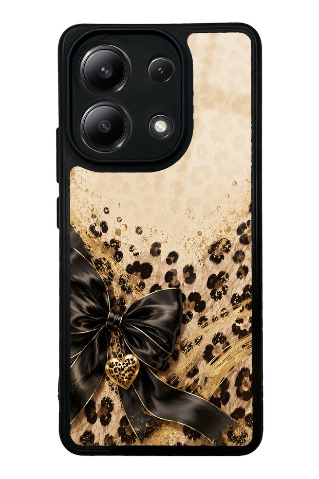 Xiaomi Redmi Note 13 4g Golden Leopard Heart Design Glossy Phone Case
