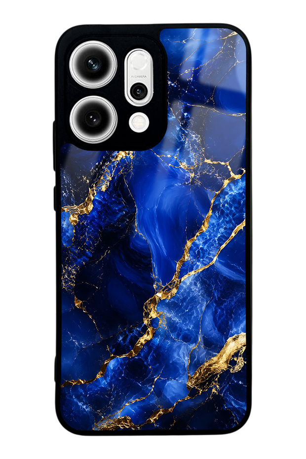 Oppo Reno 14 Sapphire Gold Marble Design Glossy Phone Case