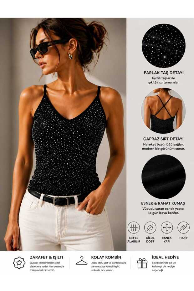 Hotfix Printed Strappy Women's Blouse