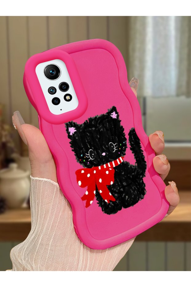 Redmi Note 12 Pro 4g Compatible Case with Camera Protector Red Silicone Couple Phone Case Cat Pattern