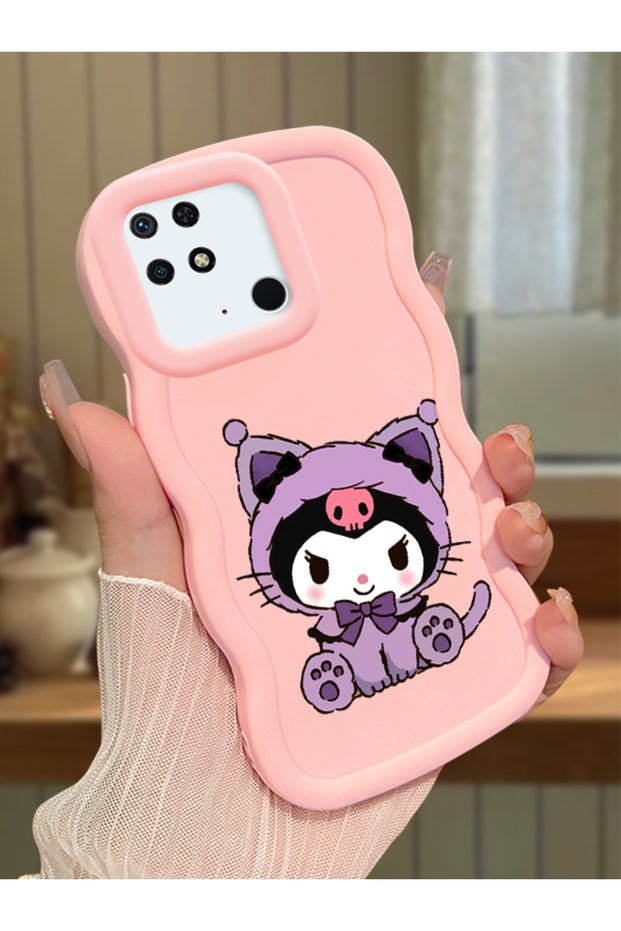 Redmi 10C Compatible Case Camera Protector Pink Silicone Couple Phone Case Kuromi Pattern