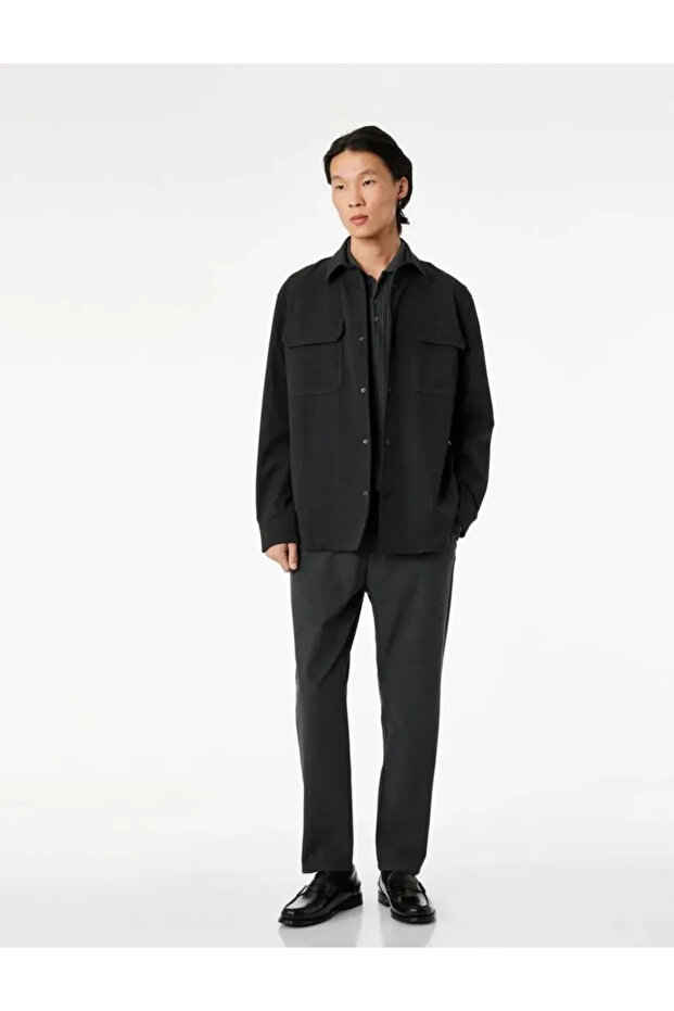 Regular Fit Viscose Blended Fabric Trousers with Pockets and Tie-Waist