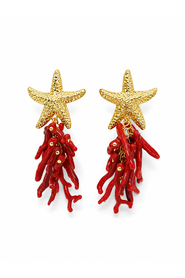 Steel Starfish Coral Earrings
