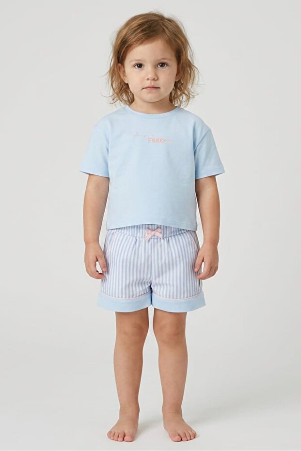 Lounge By Toddlerss Girl 3 Pcs Embroidered Logo Sleepwear Set, Multicolor