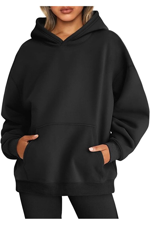 Unisex Hooded Kangaroo Pocket 3-Thread Combed Cotton Sweatshirt