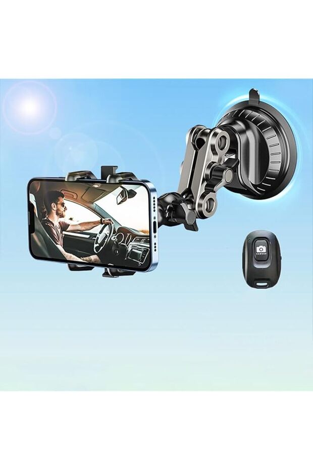 Heavy-Duty Car Phone Mount - 360° Rotating Suction Cup Holder for Video Recording, Vlogging & Live Streaming,