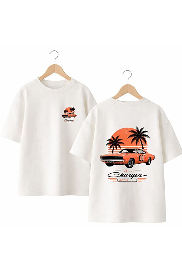 01 Motors Back and Front Chest Printed 100% Cotton Oversize Loose Regular Fit Crew Neck T-Shirt