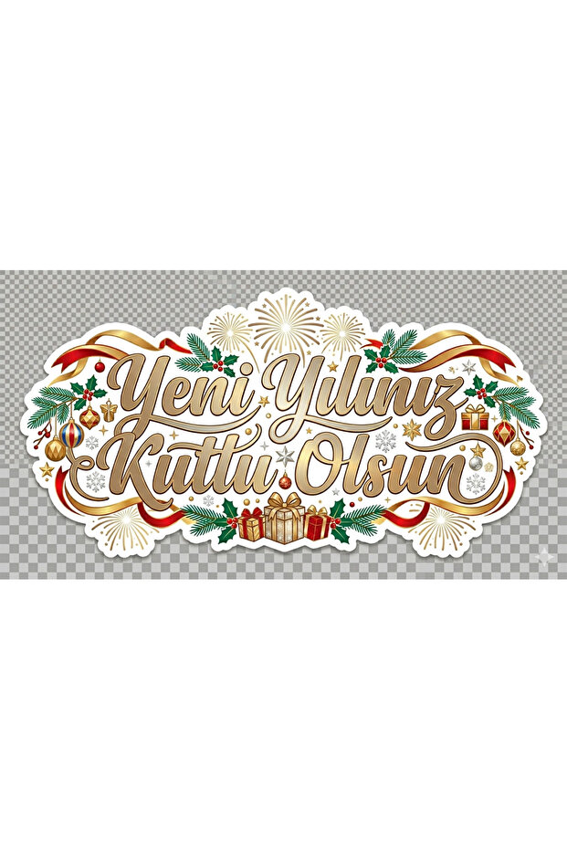 New Year Themed Sticker Set (4X4 cm 24 Pieces)