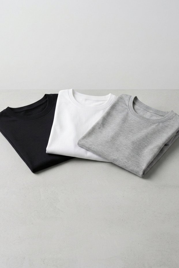 Girls' and Boys' Basic T-Shirt Set of 3 Cotton Short Sleeve Children's T-Shirt 2-13 Years T-Shirt