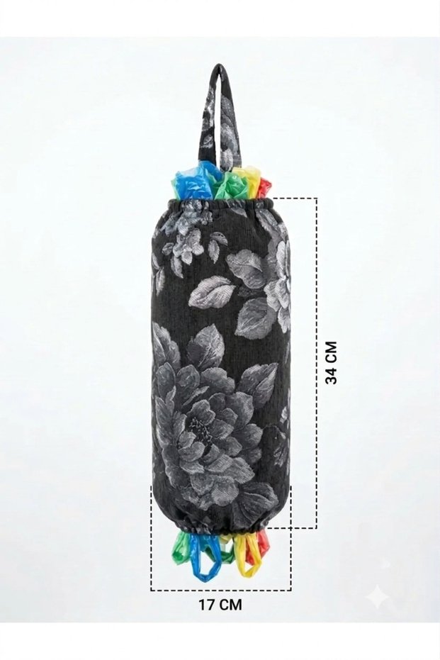 Hanging Jacquard Velvet Bag Holder/Shoe Cover Bag Silver Roses Patterned Organizer Storage Bag 17X34 cm