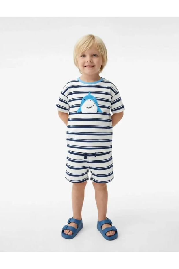 Cotton Tie Waist Striped Shorts