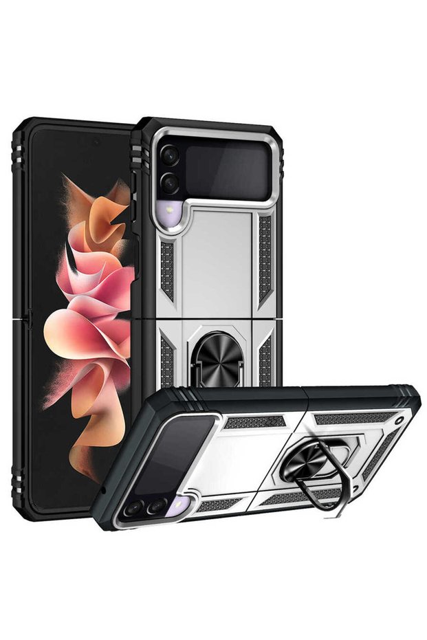 Galaxy Z Flip 3 Case Camera Protector Magnetic Stand Tank Protection Omsy