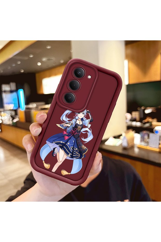 Redmi 15 5g Compatible Case Camera Protector Claret Red Silicone Couple Phone Case Cat Pattern