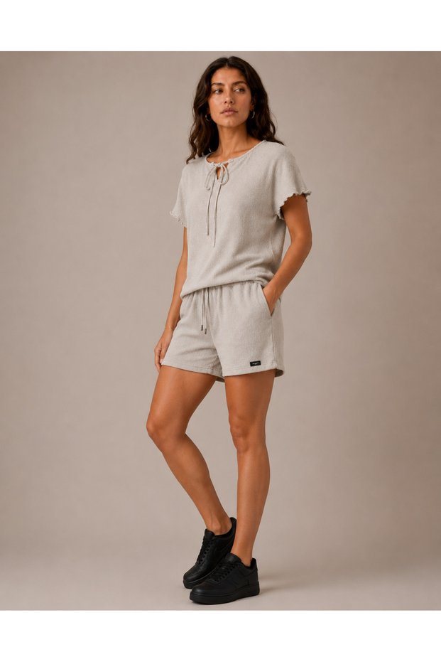 Women's Tie-Detail Blouse Shorts Set