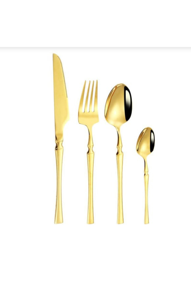 Stainless Steel 24 Piece Gold Dinner Spoon Fork Knife Set for 6 People