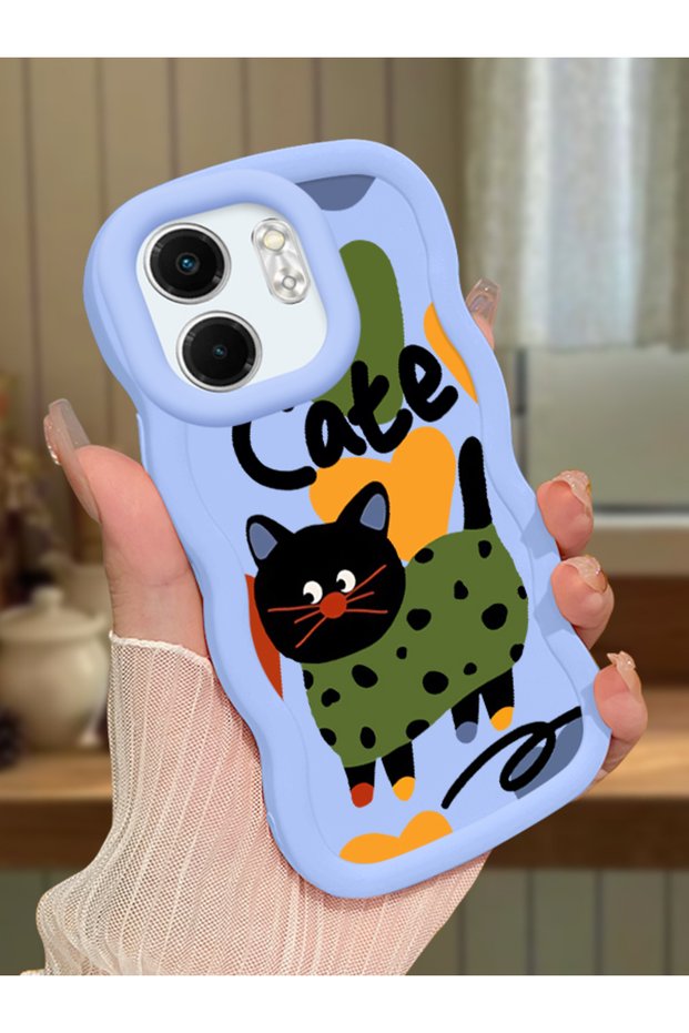 Infinix Smart 9 Compatible Case Camera Protector Blue Silicone Couple Phone Case Cat Pattern