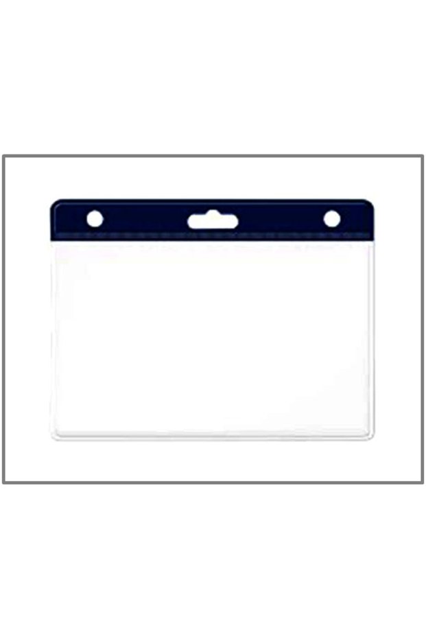 Card Holder Transparent 7.5X9.5 Navy Blue Horizontal Stripe - 10 Pieces