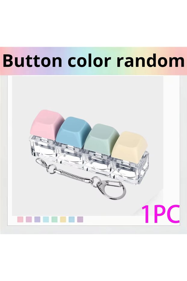 Mechanical key Macarons - 4 keys Keyboard Fidget Clicker Keychain, Stress & Anxiety Relief Office Es