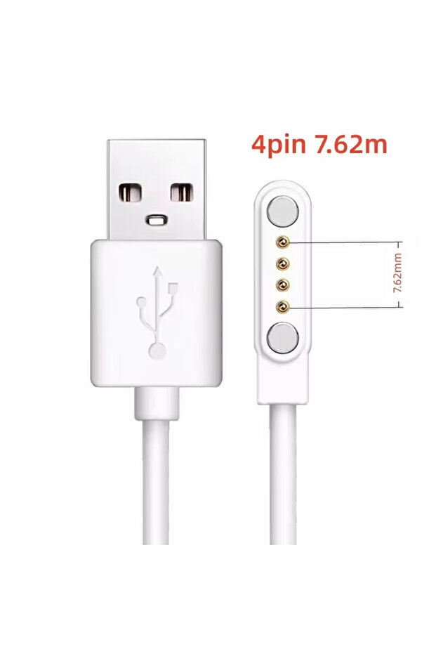 white 4pins 7.62mm 4Pin 7.62mm 2Pin 4mm USB Charging Line Cord Rope Strong Magnetic Charge Cable Whi