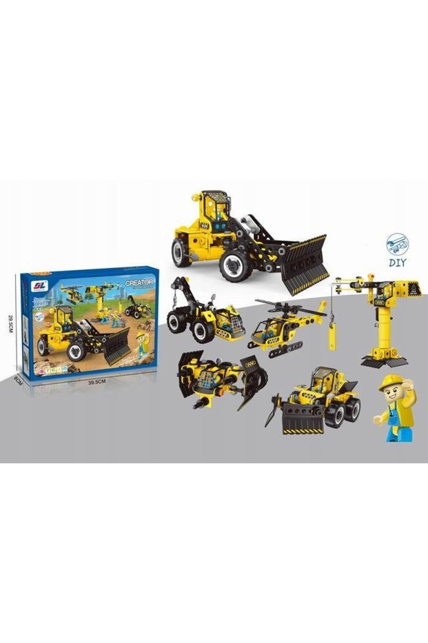 Jucării de construcție creative tip blocuri, Macara cu împingător, Elicopter, Mini-constructor
